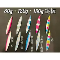 在飛比找蝦皮購物優惠-80g、120g、150g船釣 岸拋鐵板 夜光鐵板 鐵板路亞