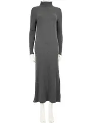 Grey Cashmere Maxi Turtleneck Dress