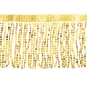 5 Yard 6 Inch Sequins Fringe Trim, Sequins Sparkling Fringe Trim (Gold)
