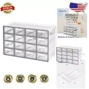 16-Drawer Stackable Organizer - Modern Gray Cabinet for Craft & Office Storage