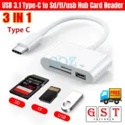 3 In 1 USB 3.1 Hub Adapter Micro SD Card PC Type-c Card Reader To SD/TF/USB