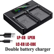 Dual Battery Charger For Canon LP-E8 EOS 600D 650D 700D Kiss X4 X5 X6 BG-E8