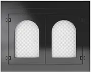 Kinchoix Fireplace Door, Fire Places Doors with Screen and Glass Decor Iron Mesh Guard and Magnetic Panels Fits Masonry for 30-37in W x 22.7-29.5in H - Free Replacement of Glass Available (Small)
