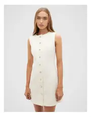 [Seed Heritage] Wool Crepe Mini Dress in Cloud Cream