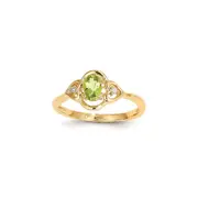 14k Yellow Gold Peridot Diamond Ring