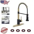 Stylish Brushed Gold Farmhouse Faucet with Pull Down Spray and Easy Install