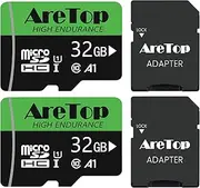 Aretop Micro SD Card 32 GB Pack of 2 with 2 Adaptors Memory Card MicroSDHC UHS-I Class 10 U1 C10, Full HD Video Recording Micro SD Memory Card for Camera/Smartphone/Drone/Dash Cam