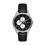 Armani Exchange Multifunction Black Leather Watch AX1872