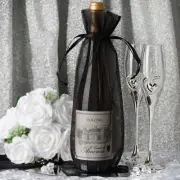 10 pcs 6 x 15" Black Sheer ORGANZA BAGS with Pull String Favors SALE