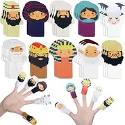 30 Pcs Passover Finger Plagues Puppet Kit Felt Plagues Finger Puppets for Pesach Seder Celebration Festival Party Supplies, 10 Styles (Passover Characters)