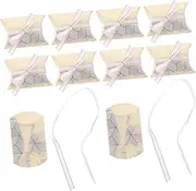Parliky 50pcs Pillow Favor Boxes with Ribbons for Wedding Parties Decorative Candy Treat Boxes for Sweets Jewelry and Soap Elegant Design for Special Occasions
