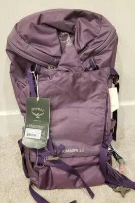 New Osprey Skimmer 28L Hydration Backpack Purple Hiking Outdoor Waist Strap