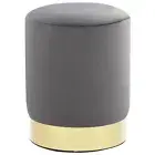 Stool Dark Grey and Gold Velvet