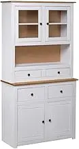 Highboard White 93x40.5x180 cm Solid Pinewood Panama Range Office Products
