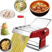 Pasta Maker Stainless Steel Pasta Machine Manual Noodle Maker with 6 Adjustable Thickness Settings with Rollers and Cutters for Spaghetti Fettuccine Lasagna
