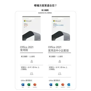 微軟 Microsoft Office 2021 中小企業版 盒裝 PKC中文 家用及中小企業版 文書處理/盒裝版