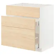 METOD / MAXIMERA base cab f sink+3 fronts/2 drawers, white/Askersund light ash effect, 80x60x80 cm