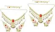 [WRITWAA] 2 Sets Gypsy Style Nose Ring Chain Jewelry Set Dangle Earrings Gold Plated for Women