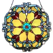 Victorian Design Tiffany-Style Stained Glass Hanging Window Panel Suncatcher 18"