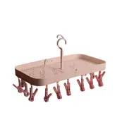Plastic Portable Bathrooms Foldable 18 Clips Drying Rack Windproof Rotation Sock Holder Wardrobe Storage Cloth Hanger