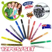 12/pcs Acrylic Paint Pens Rock Painting Ceramic Porcelain Glass Wooden Kit V$