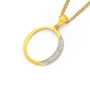 9ct Gold Diamond Initial O Pendant