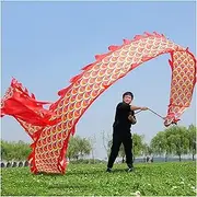 Dragon Dance Silk 3D Dragon Dance Colorful Red Dragon Dance Ribbon Silk Dragon Dance Outdoor Fitness Dragon Dance Streamers with Travel Bag (Size : Length 10m/33ft)