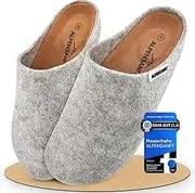 [Alpensanft] Women's and Men's Clogs Slippers Felt Grey Cork Sole Unisex (36-45) Padded Genuine Leather Sole