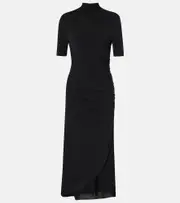 [Alaia] Alaïa Draped asymmetric midi dress AU 8 black