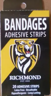 RICHMOND AFL Latex Free ADHESIVE STRIPS BANDAIDS Longlasting BOX of 20