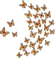 Chuangdi Monarch Butterfly Decoration 3 Size Fake Butterflies Realistic Butterfly Crafts Artificial Wall Decor for Craft Home Wedding Classroom Birthday Party Decorations(Orange,48 Pack)