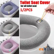 Bathroom Toilet Seat Cover Washable Closestool Pad Warmer Soft Mat With Hook Lid