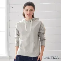 在飛比找Yahoo奇摩購物中心優惠-Nautica 女裝 保暖長版連帽長袖T恤-淺灰