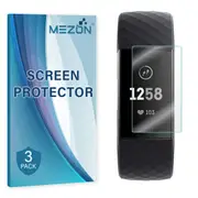[3 Pack] Fitbit Charge 3 Ultra Clear Screen Protector TPU Film for Fitness Tracker by MEZON – High Protection, Shock Absorption (Charge 3, Clear) – FREE EXPRESS