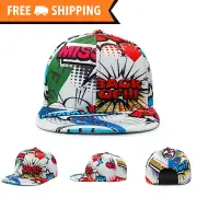 BASEBALL CAP Men Adjustable Flat Brim Snapback Abstract Graffiti Hip Hop Sun Hat