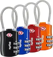 TSA Luggage Locks,3-Digit Security Padlock, [Newest Version] Diyife Combination Padlocks, Travel Code Lock for Suitcases, Luggage, Bag, Case, Backpack, Gym Lockers (Black&Blue&Red&Orange, 4 Pcs)