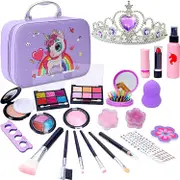 Kids Makeup Kit for Girls , Safe & Non Toxic Makeup Toys for 5 6 7 8 9 10 11 12Year Old Girl Birthday Gifts.