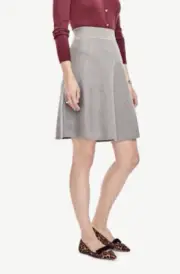Ann Taylor Gray High Rise Pull-On Flared A-Line Sweater Skirt Size XSP