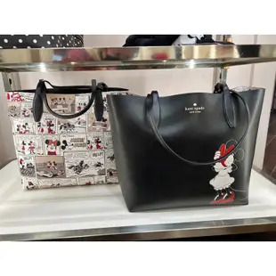 🔥卡拉國內外代購🔥 現貨在台🇹🇼 Kate Spade X 米妮 雙面用托特包 可拆式漫畫風手拿包 素色黑色 漫畫風米妮