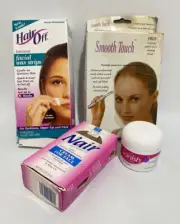 Vintage Lot of 4 Hair Remover For Face Nair Facial Wax Strips Smooth Touch Razor