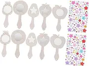 10 Sets Wooden Handheld Mirror Mirror Painting Craft Supplies for Vintage Hand Mirror Wooden Mirror Craft Birthday Favors Portable Mirror Handheld Mirror To Drill