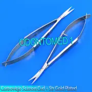 Castroviejo Scissors 4.5" Str + Cvd Gold Plated Surgical Instruments