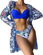 [Generic] Striped Romper for Women Shorts 3 Bikini Set Cover Up Swimsuit for Women Long Sleeve Up Swimwear Beach Wear Bathing Suit Leopard Swimsuit Top Women
