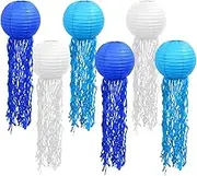Paper Lanterns Set, 6 Pcs Pink Purple Blue Hanging Lantern for Mermaid Unicorn Theme Under The Sea Ocean Birthday Party Decorations