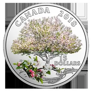 加拿大2018年春之祭系列3蘋果花盛放彩色精制銀幣