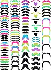 Giegxin 175 Pcs Fake Mustaches Bulk for Kids Stick on Mustache Kids Mustaches Self Adhesive Sticker Mustaches School Classroom Costume Beard Self Adhesive Novelty Mustache Stickers(Cute Style)