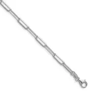Sterling Silver Rhodium-plated 3.5mm Diamond-Cut Paperclip Chain Bracelet