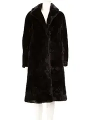 Black Faux Fur Graffiti Coat