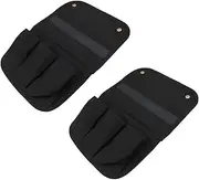NUZAMAS Set of 2 Camping Chair Armrest Bags, 4 Pockets Each, Black Canvas, Durable & Low-Maintenance, For Camping, Sports, Standard & Benches