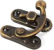 Latch Hasp, Antique Left/Right Latch Hook Hasp Iron Horn Lock Hasp Latch Hook with Screws for Wine Wooden Box Jewelry Box [Left Hook-Bronze]